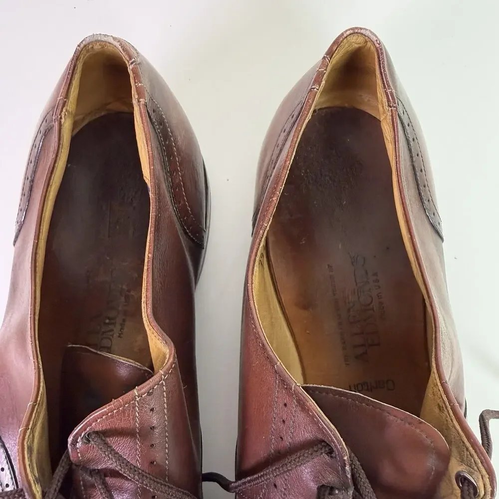 Allen Edmonds Carlton Brown Leather Wingtip Brogue Oxford Dress Shoes Men 14 USA